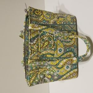 Vera Bradley Tote yellow, teal, green,grey,brown,white floral paisley design